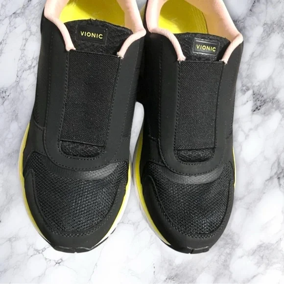 Women’s Vionic Samana Black and Yellow Slip-On Sneakers Shoes - Picture 3 of 13